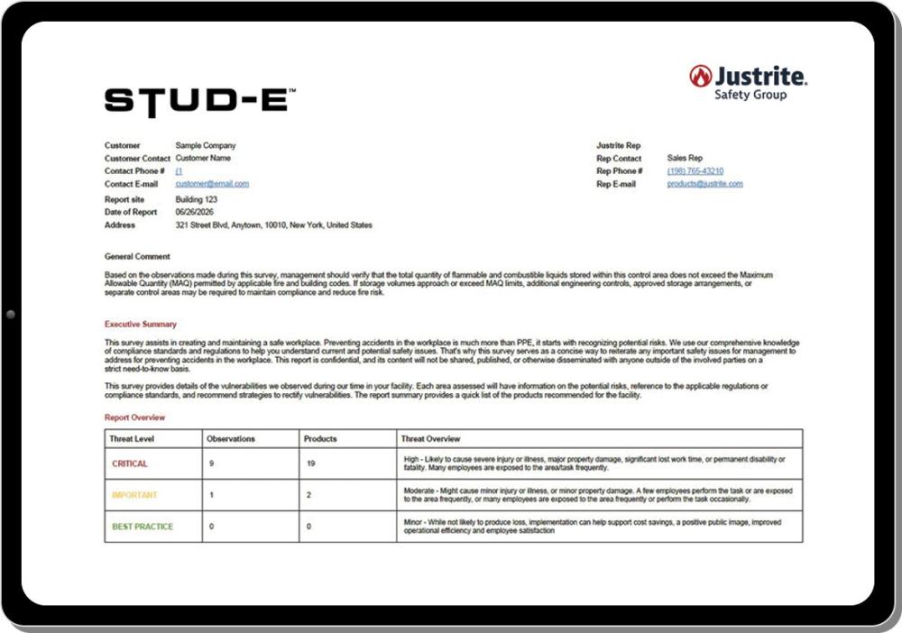 STUD-E report sample - risk prioritization overview