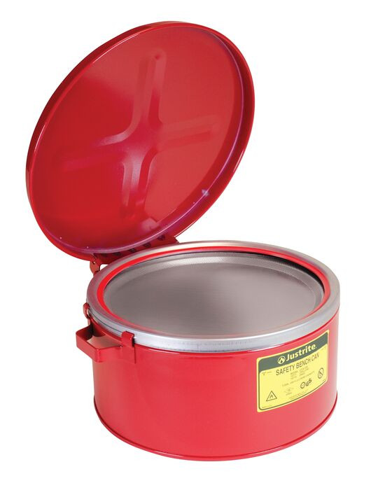 3 Gal Steel Bench Can | Perforated Dasher Plate | Red | 10775