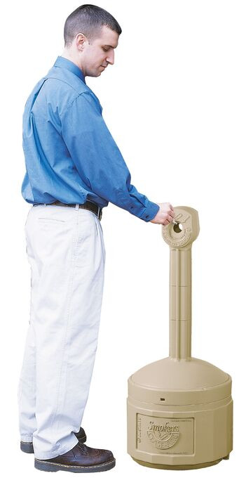 Adobe Beige Plastic Outdoor Ashtray 4 Gallon | 26800B | Justrite