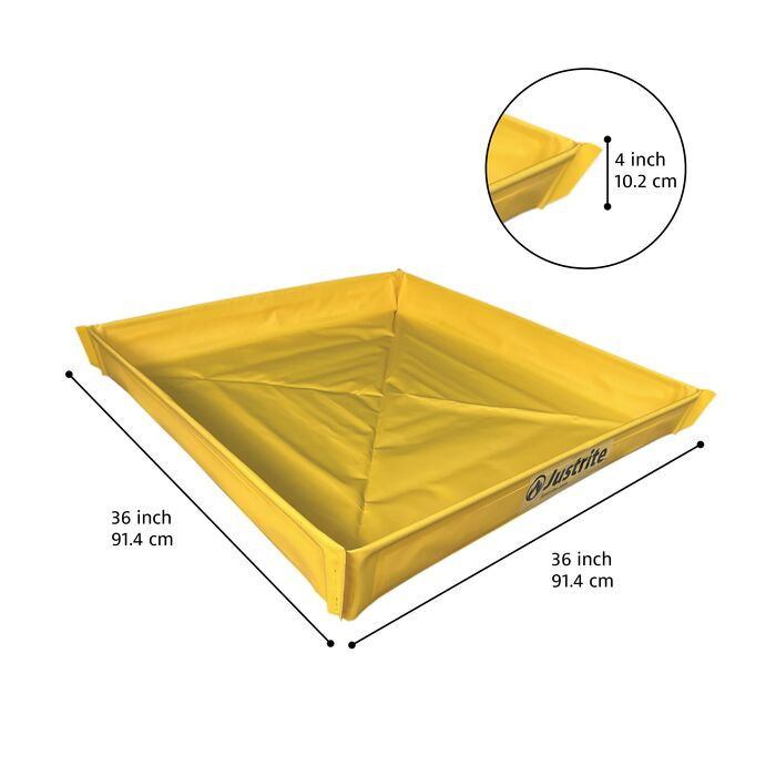 36” x 36” x 4” Portable Utility Tray | 20 Gallons | 28588 | Justrite