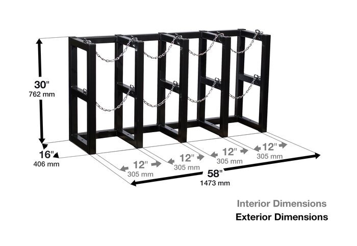4 Tank Gas Cylinder Rack | 4 Wide by 1 Deep | 35144 | Justrite