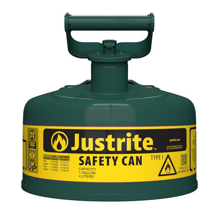 Type 1 | Steel Safety Can for Oil | 1 Gal, Green | 7110400 | Justrite