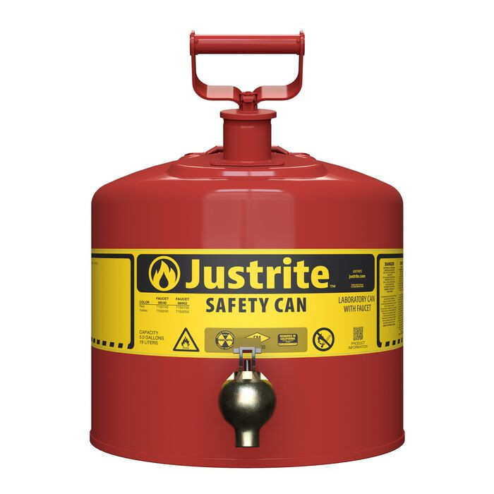 Red Lab Steel Type I Safety Can | 5 Gal, Bottom Faucet | 7150140