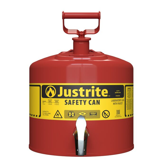5 Gallon Red Type I Steel Safety Can | Laboratory | 7150150 | Justrite