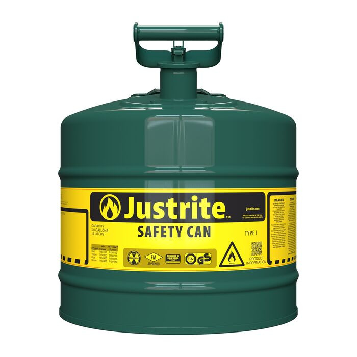 Type 1 | Green Safety Can w/ Funnel | 5 Gal | 7150410 | Justrite