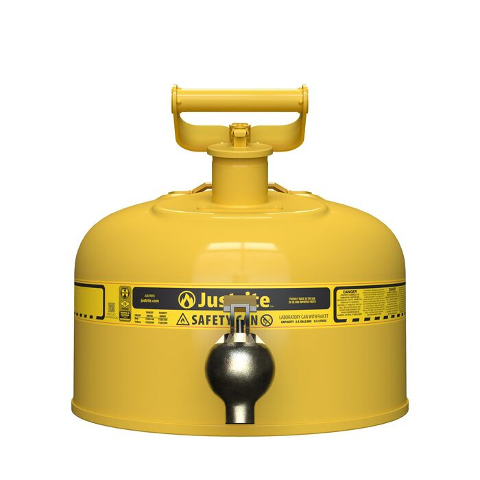 Yellow Lab Steel Type I Safety Can | 5 Gal, Bottom Faucet
