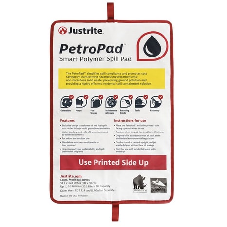 Absorbent Pads PetroPad, Oil Solidifier, Large - 83986 | Justrite