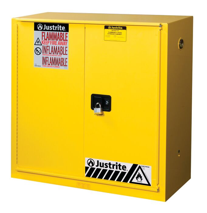 30 Gallon, 1 Shelf, 1 Bi-Fold Self-Close Door, Flammable Cabinet