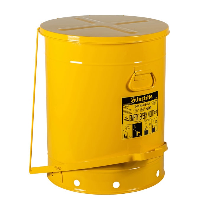 Yellow 21 Gallon Oily Waste Can | Foot-Operated, Self-Closing