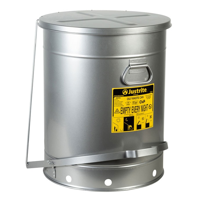 ★ODOR★ Gather tee P0000GAC Silver 21 Gallon Oily Waste Can | Foot-Operated, Self