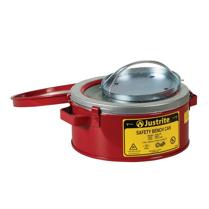 1 Gal Steel Bench Can | Perforated Dasher Plate | Red | 10370