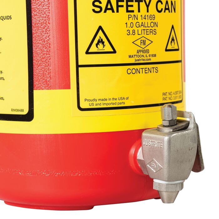 Red Poly Safety Can | 1 Gallon Oval, Bottom Self-Close | 14169