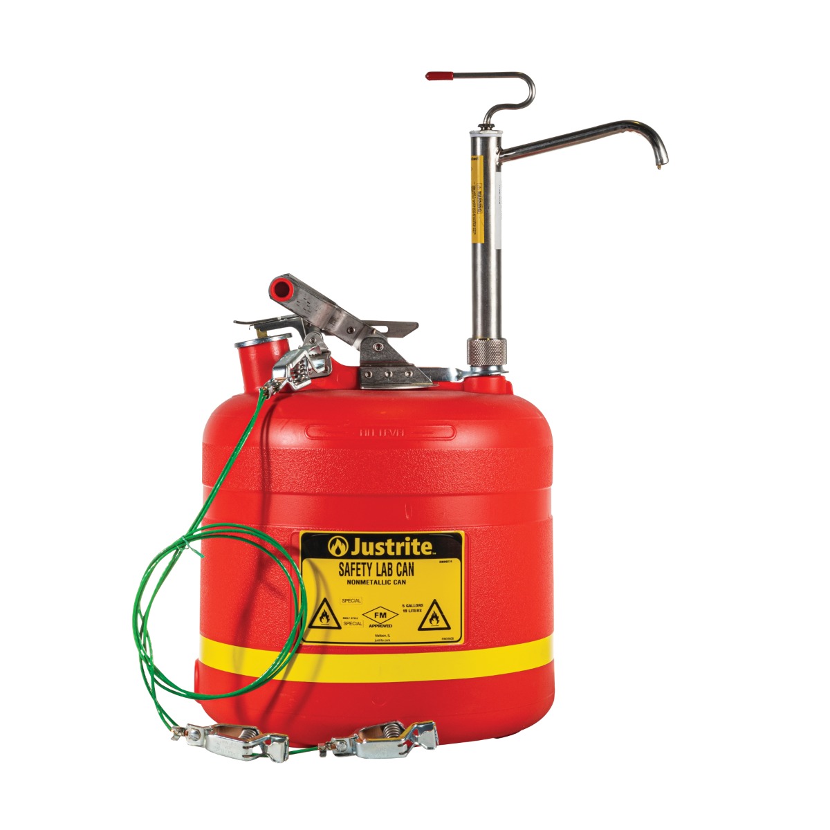 5 Gallon Plastic Safety Can, with Stainless Steel Piston Pump, Red