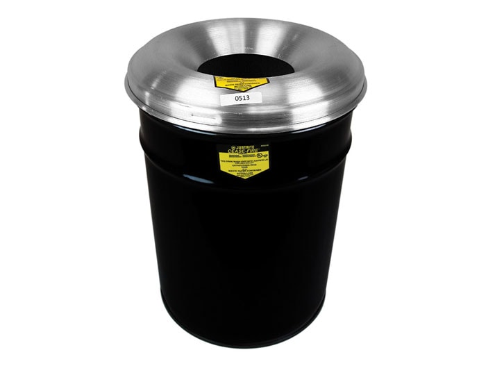 Cease-Fire® Waste Receptacle With Aluminum Head | 15 Gallon, Black