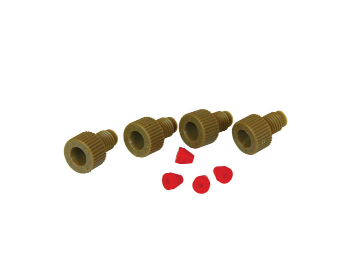 Replacement 1/16" OD Tube Fittings With PCTFE Ferrules, for HPLC Stainless Steel Manifold, Set of 4 - 28174
