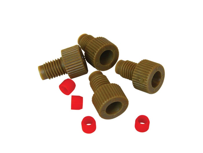 Replacement 1/8" OD Tube Fittings with PCTFE Ferrules for HPLC Stainless Steel Manifold, Set of 4 - 28175