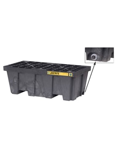 2 Drum Plastic Pallet, In-Line, With Drain, EcoPolyBlend™, Black - 28625 2 Drum Plastic Pallet, In-Line, With Drain, EcoPolyBlend™, Black - 28625