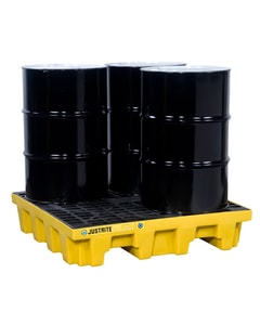 4 Drum Square Plastic Pallet, With Drain, EcoPolyBlend™, Yellow - 28636 4 Drum Square Plastic Pallet, With Drain, EcoPolyBlend™, Yellow - 28636