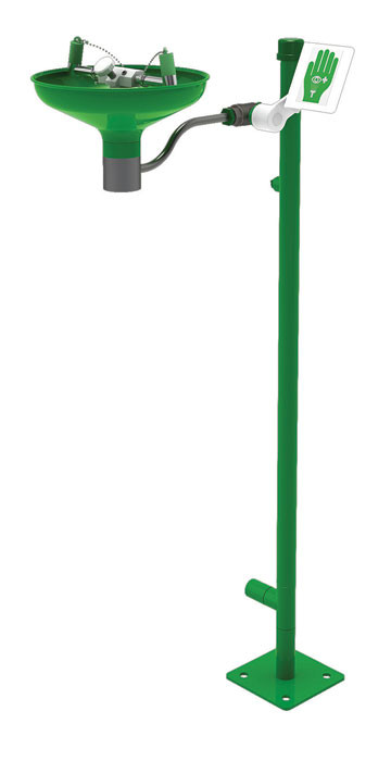 Pedestal Mount, Open Stainless Steel Bowl, Hughes Laboratory Eye/Face Wash, Stainless Steel Pipe - L85GSP