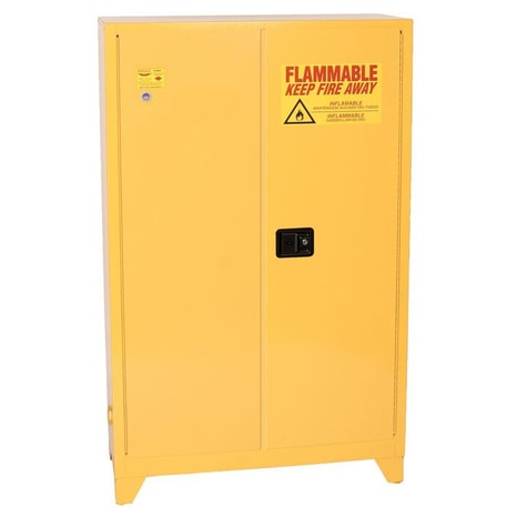 Yellow 45 Gal Self Close Safety Cabinet | Tower | 4510XLEGS | Justrite