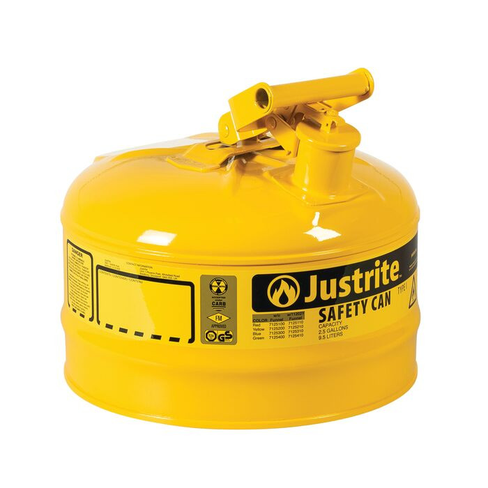 **KojiچY 　JUSTRITE社　ビンテージセーフティー缶 Type 1 | Steel Safety Can | 2.5 Gallon | self close lid | Justrite
