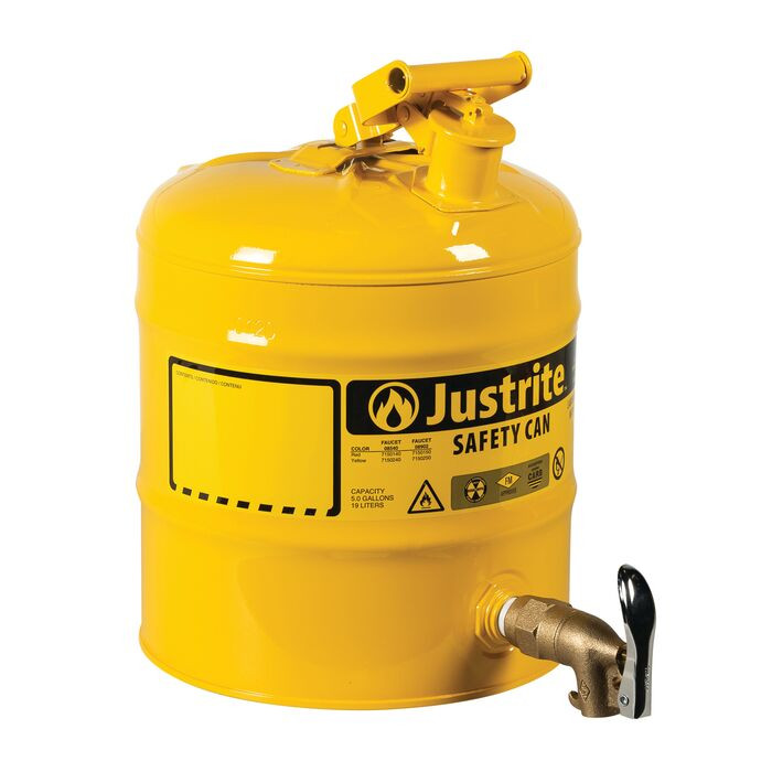 Galvanized Steel Safety Can Justrite 5-Gallon Red Lab Safety Can With ...