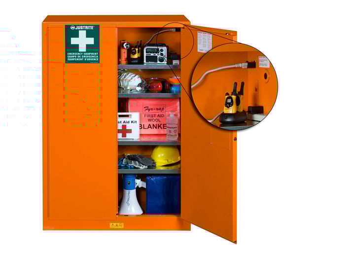 Orange Emergency Storage Cabinet | Electrical Pass-Through