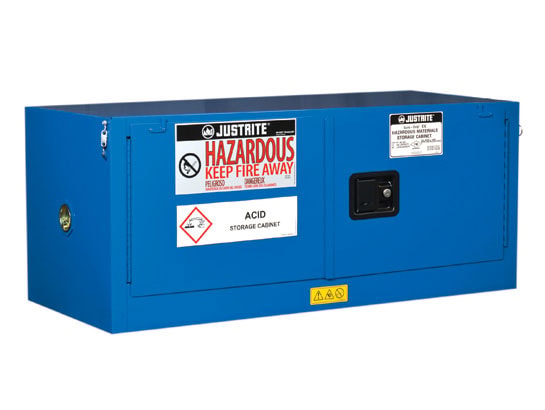 12 Gallon, 1 Shelf, 2 Door, Self-Close, Hazardous Material Cabinet, ChemCor® Piggyback, Royal Blue - 8613282