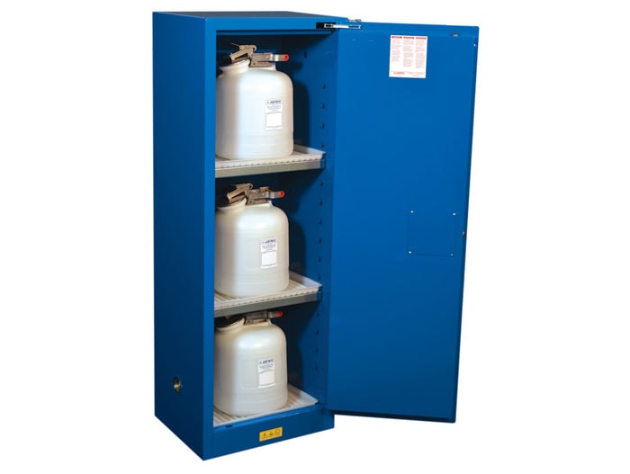 22 Gallon, 3 Shelf, 1 Door, Self Close, Hazardous Material Cabinet