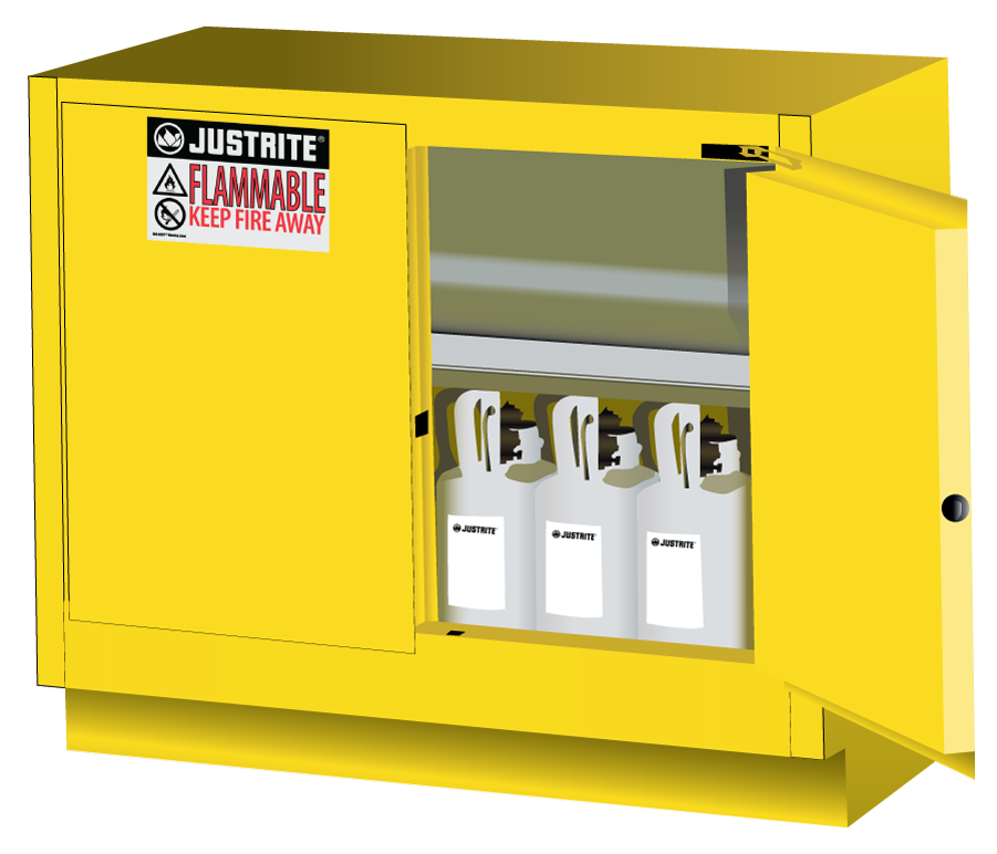 31 Gallon, 1 Shelf, 2 Doors, Self Close, Flammable Cabinet, Sure