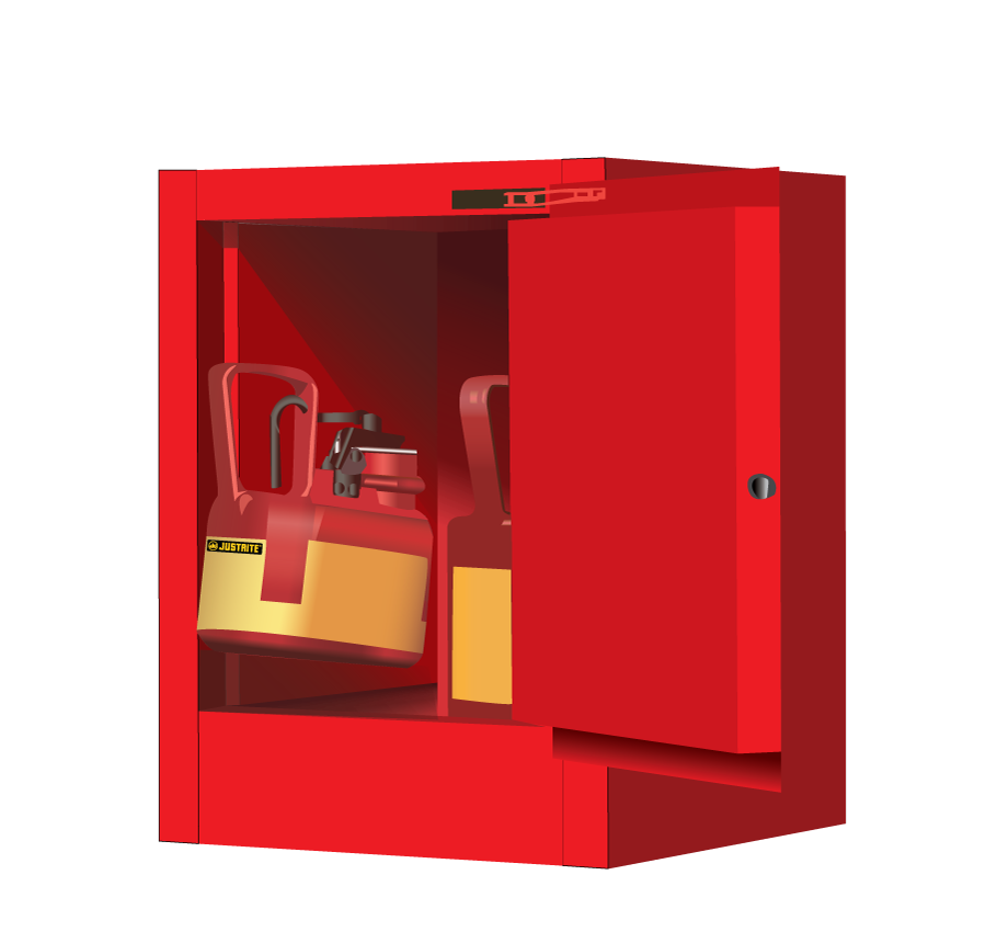 4 Gallon, 1 Shelf, 1 Door, Self Close, Flammable Cabinet, Sure