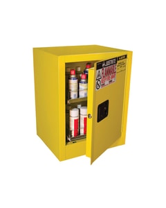 1 Door, Manual Close, 2 Drawers, 24 Can Benchtop Flammable Cabinet, Sure-Grip® EX, Yellow - 890500 1 Door, Manual Close, 2 Drawers, 24 Can Benchtop Flammable Cabinet, Sure-Grip® EX, Yellow - 890500