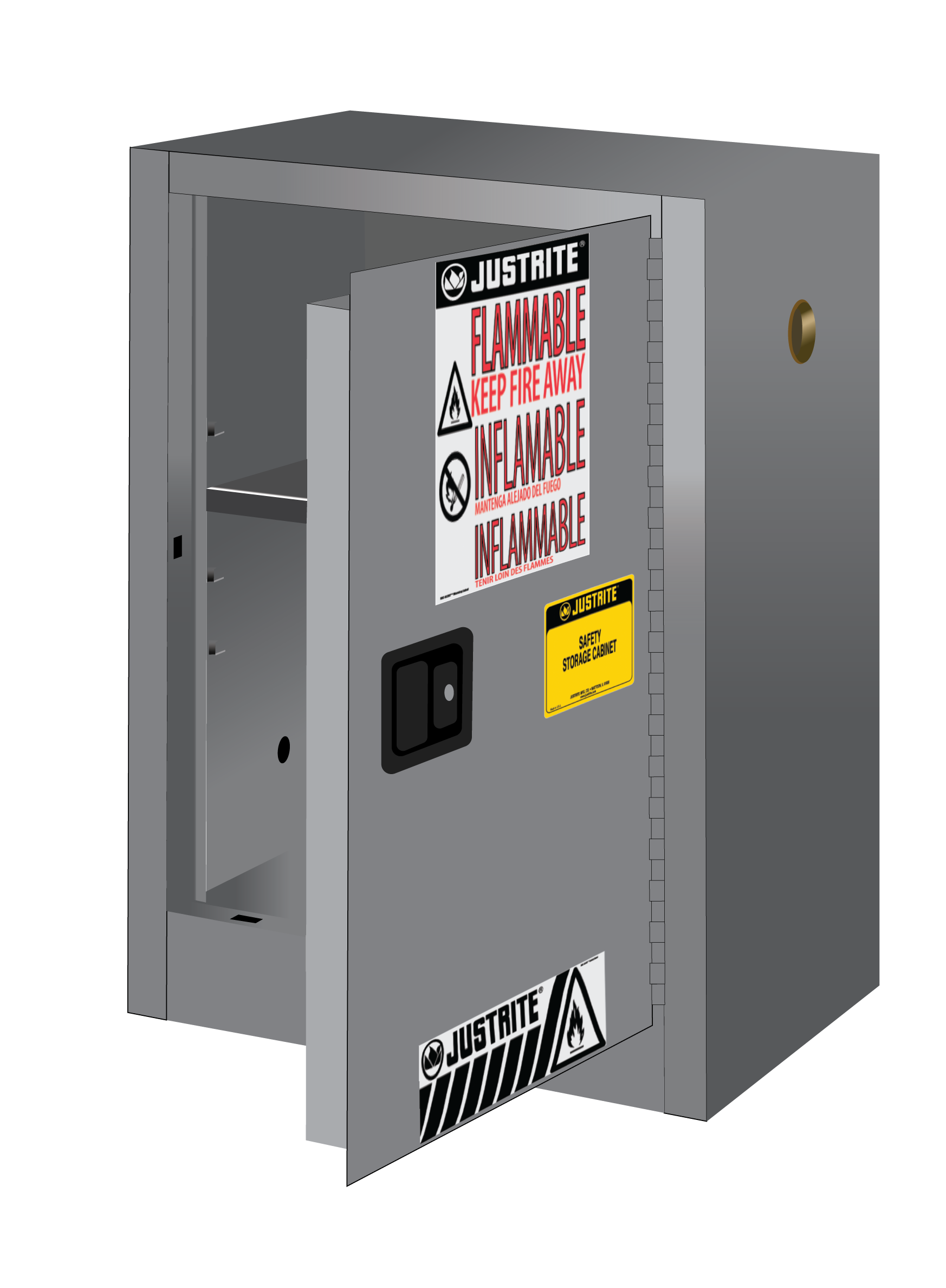 Petromaxファイヤーブリッジ＋JUEKOガンケース120 ベージュ/YKK 12 Gallon, 1 Shelf, 1 Door, Manual Close, Flammable Cabinet, Sure