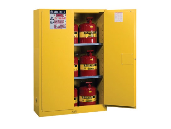 45 Gal Yellow Cabinet with Cans Combo | 2 Manual Close Doors