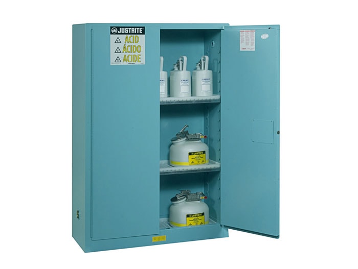 90 Gallon, 1 Shelf, 1 Bi-Fold Self-Close Door, Corrosives/Acid