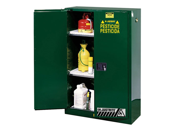 45 Gallon, 2 Shelves, 2 Doors, Self-Close, Pesticides Safety Cabinet, Sure-Grip® EX, Green - 894524