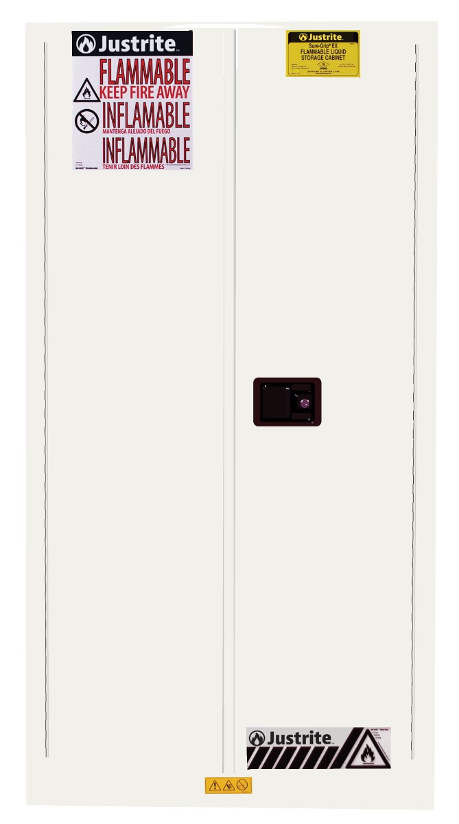 White 60 Gal Flammable Safety Cabinet | 2 Self-Close Doors