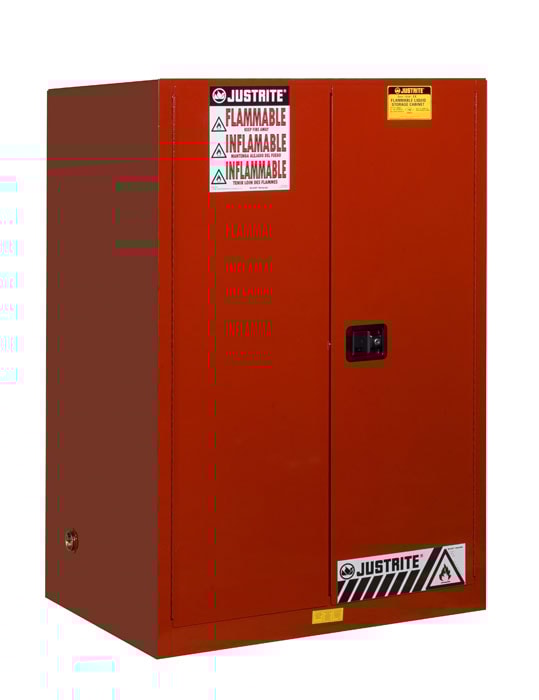 Flammable Safety Cabinet, 90 Gal | 2 Manual-Close Doors, Red