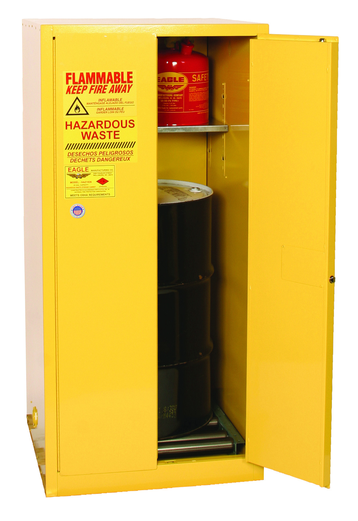 55 Gal Yellow 1 Drum Vert Safety Cabinet | Manual Close | HAZ1926X