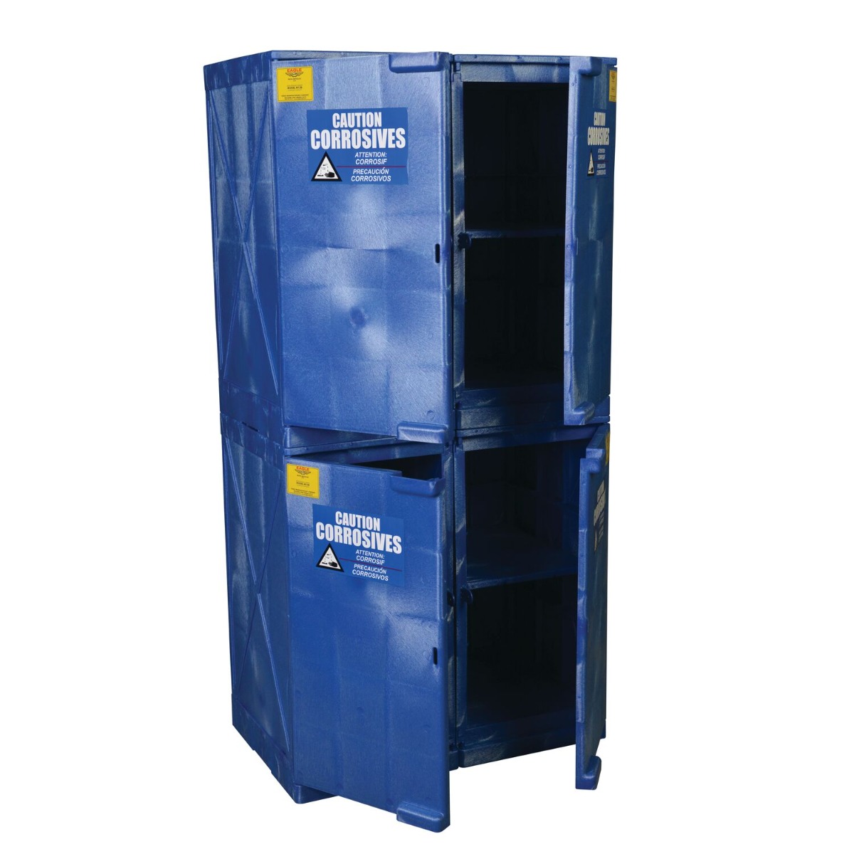 48 Gallon, Modular Poly Acid and Corrosive Cabinet - 8 Shelves