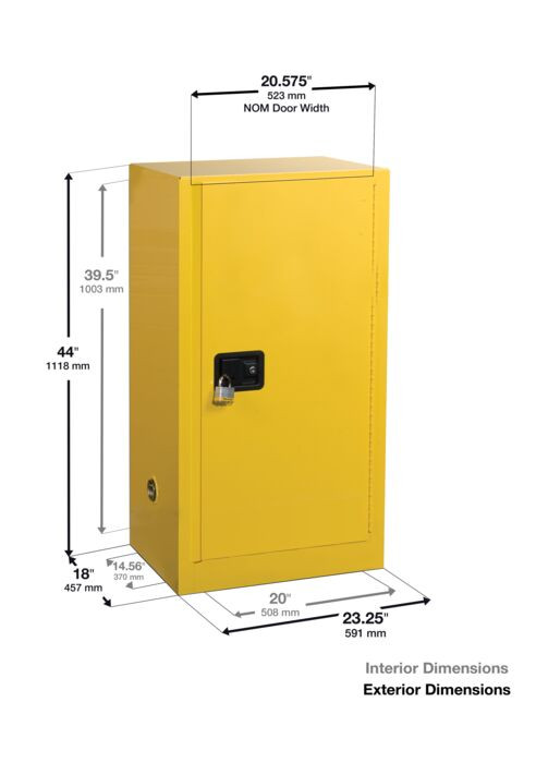 15 Gallon, 1 Shelf, 1 Door, Manual Close, Flammable Cabinet, Sure