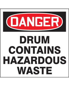 OSHA Danger Drum Contains Hazardous Waste Label, 6” x 6” Adhesive, 25 Pack - MHZW105EVP OSHA Danger Drum Contains Hazardous Waste Label, 6” x 6” Adhesive, 25 Pack - MHZW105EVP