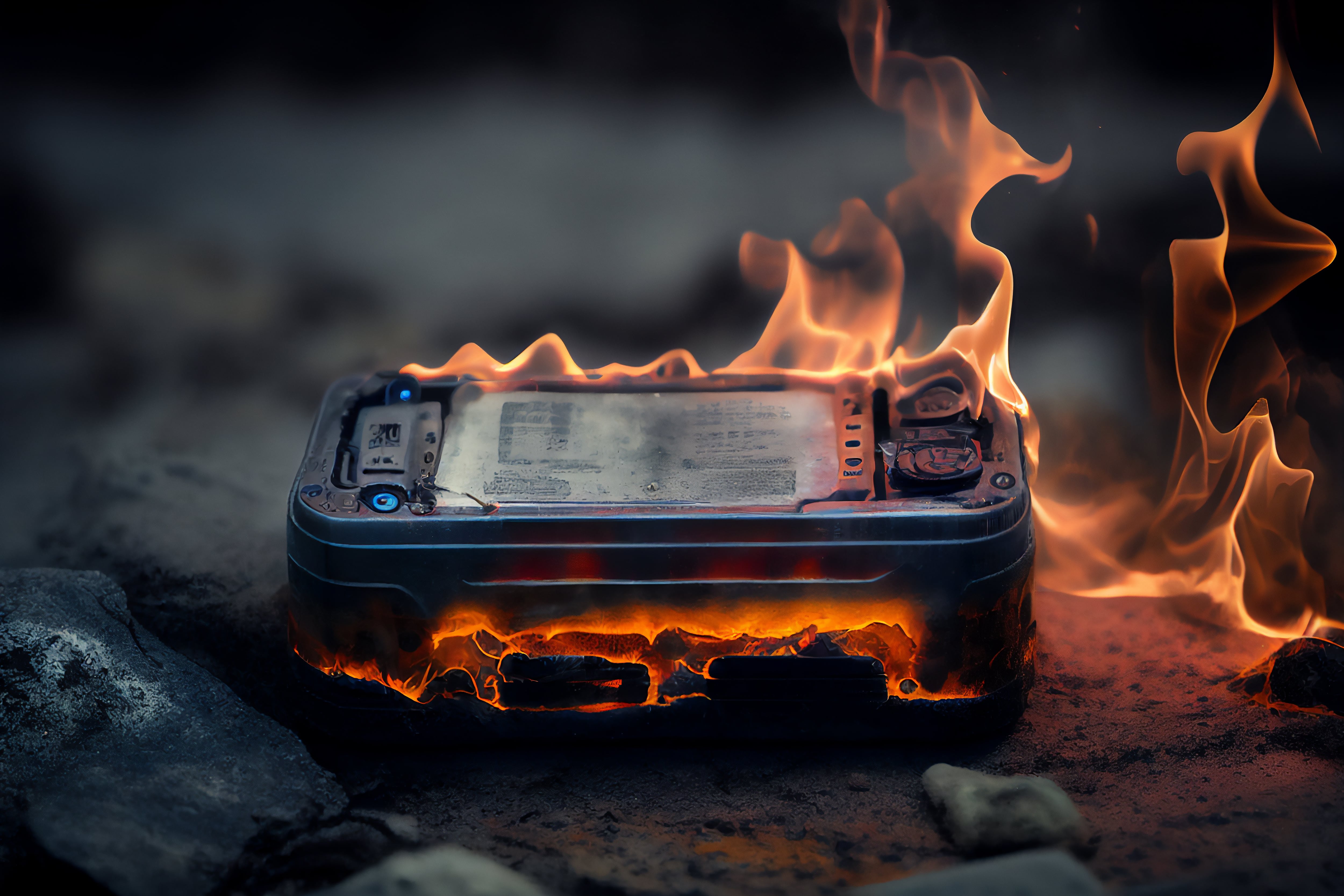 Li-ion battery on fire due to thermal runaway